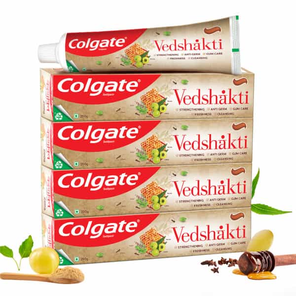 Colgate Swarna Vedshakti Ayurvedic Toothpaste - 200G X 4 (Saver Pack) - 800G