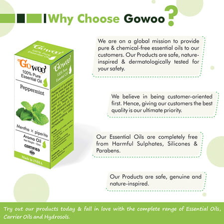 Go Woo 100% Pure Peppermint (Pudhina) Virgin & Undiluted 10 Ml