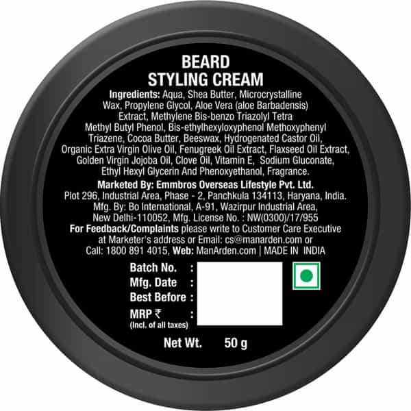 Man Arden Beard Styling Cream 50G - With Shea Butter Aloe Vera Olive Oil
