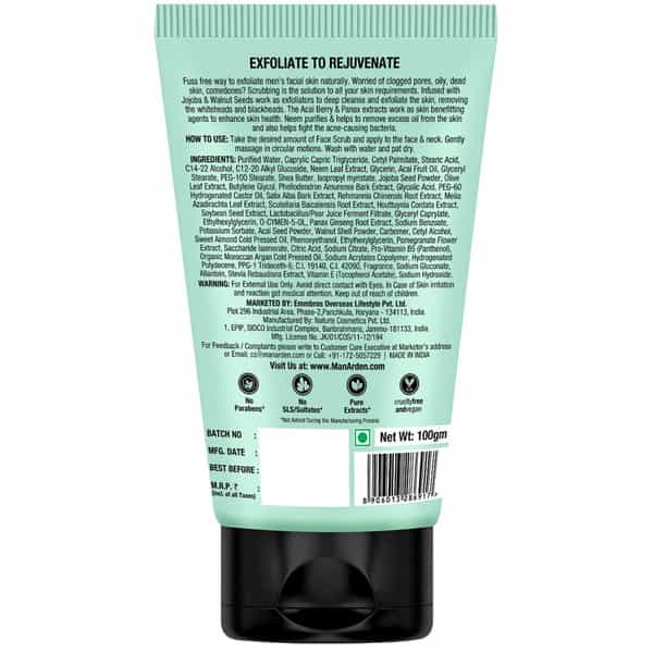 Man Arden Anti Acne Neem Foaming Face Wash With Brush 120Ml + Face Scrub 100G