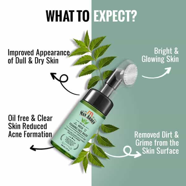 Man Arden Anti Acne Neem Foaming Face Wash With Brush 120Ml + Face Scrub 100G