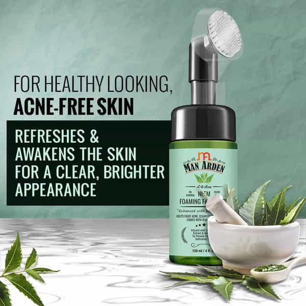 Man Arden Anti Acne Neem Foaming Face Wash With Brush 120Ml + Face Scrub 100G
