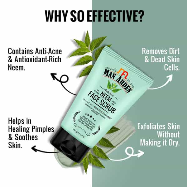 Man Arden Anti Acne Neem Foaming Face Wash With Brush 120Ml + Face Scrub 100G