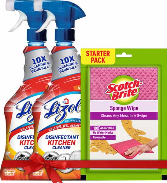 Lizol Kitchen Power Cleaner Liquid Spray With 1 Free Scotch-Brite Sponge Wipe