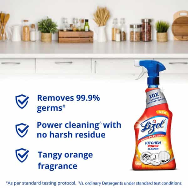 Lizol Kitchen Power Cleaner Liquid Spray With 1 Free Scotch-Brite Sponge Wipe