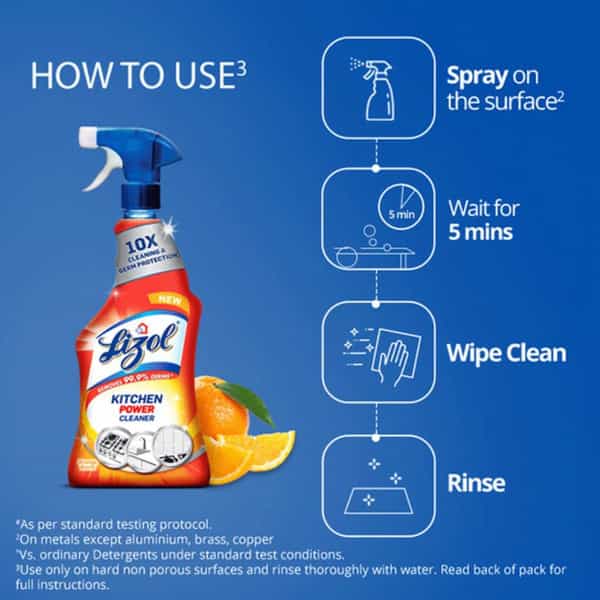 Lizol Kitchen Power Cleaner Liquid Spray With 1 Free Scotch-Brite Sponge Wipe