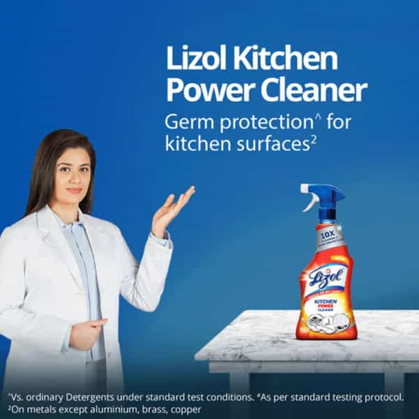Lizol Kitchen Power Cleaner Liquid Spray With 1 Free Scotch-Brite Sponge Wipe
