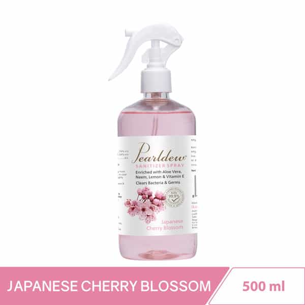Pearldew Sanitizer Spray (Cherry Blossom) 500 Ml | Aloe & Neem | Paraben Free (Pack Of 2)
