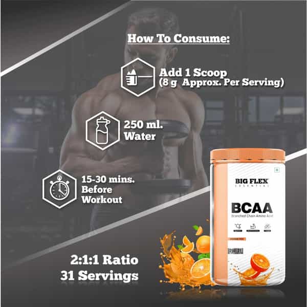 Bigflex Essential Bcaa - Orange Fizz (250Gm) - Jar