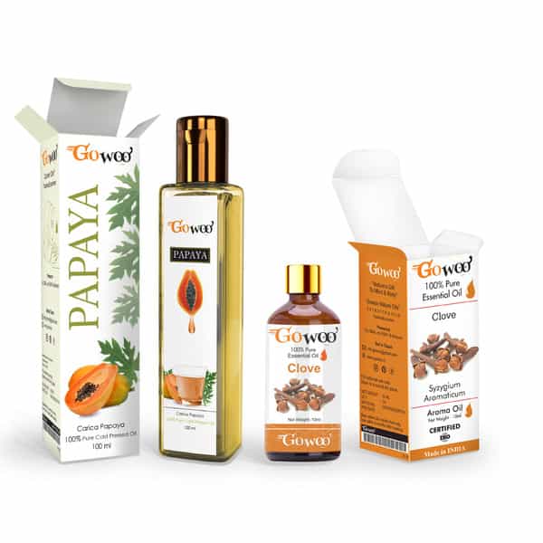 Pack Of 2 Clove Bud Essential Oil And Papaya Seed Carrier Oil - 100% Natural Cold Pressed