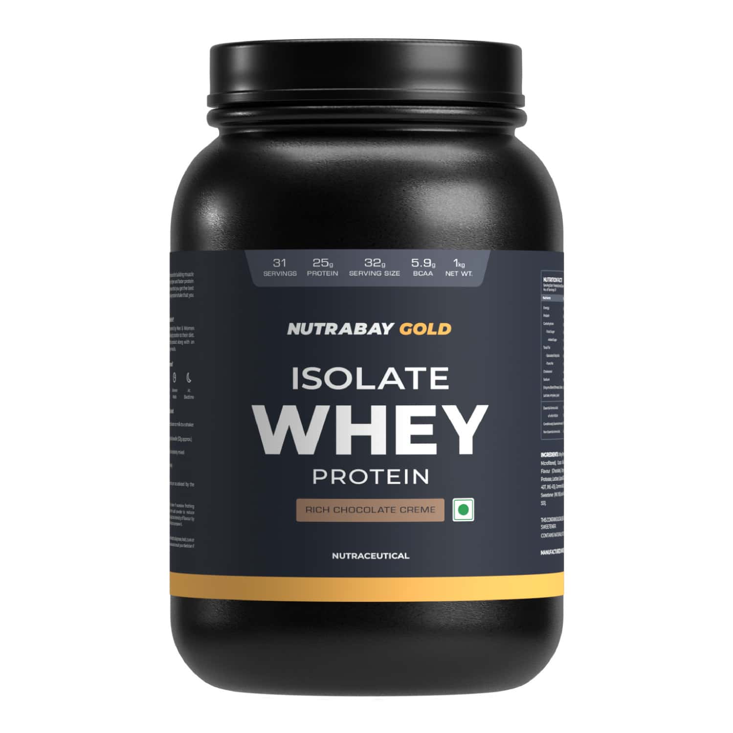 Nutrabay Gold 100% Whey Protein Isolate - Rich Chocolate Creme - 1kg