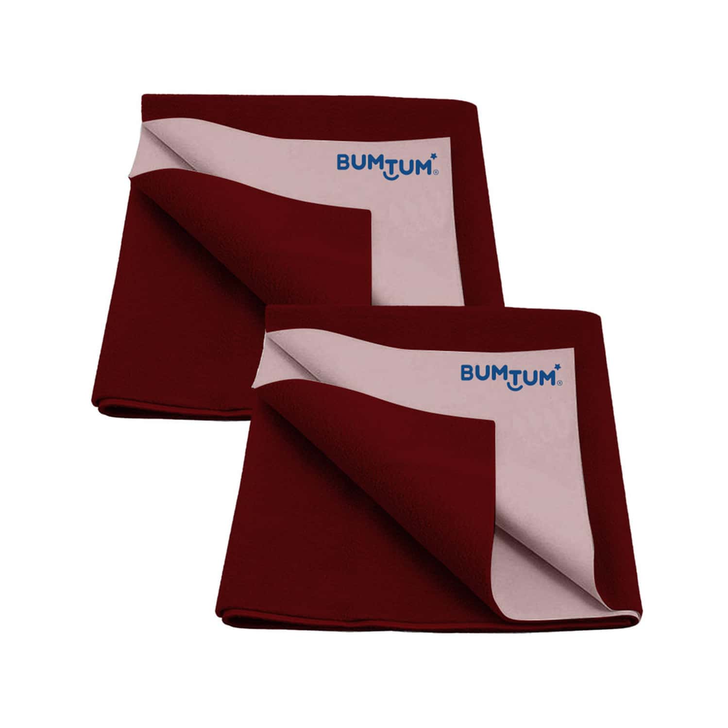 Bumtum Dry Sheet Instadry Leakproof Baby Bed Protector ( Maroon Medium Size 100*70cm | Pack Of 2 )