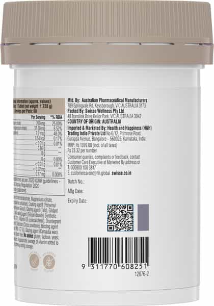 Swisse Ultiboost Magnesium Calcium + D3 Tablet 60 No's