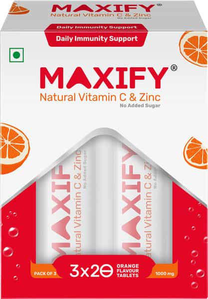Maxify Natural Vit C And Zinc Effervescent Tablets - 60 Tabs