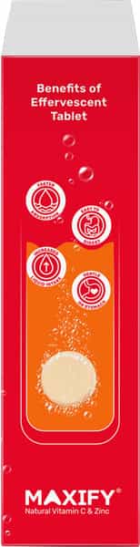 Maxify Natural Vit C And Zinc Effervescent Tablets - 60 Tabs