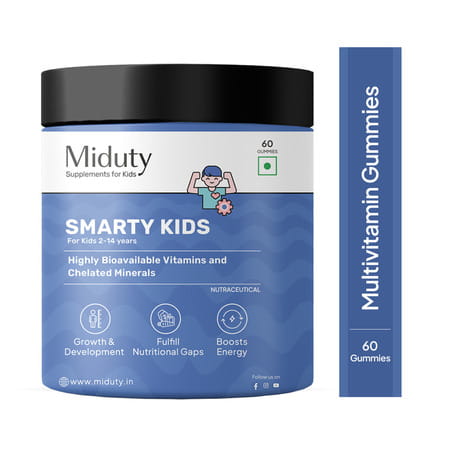 Miduty Smarty Kids - Multivitamins + Minerals - Immunity Growth - Tasty Gummies - 60 Gummies