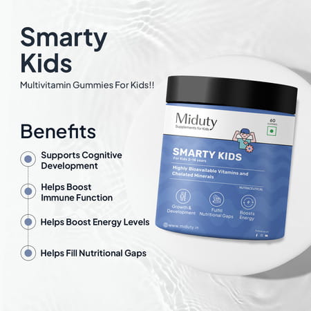 Miduty Smarty Kids - Multivitamins + Minerals - Immunity Growth - Tasty Gummies - 60 Gummies