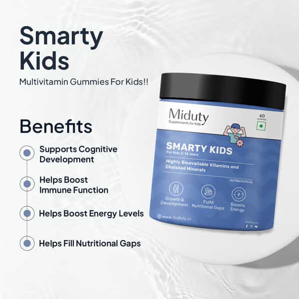 Miduty Smarty Kids - Multivitamins + Minerals - Immunity Growth - Tasty Gummies - 60 Gummies