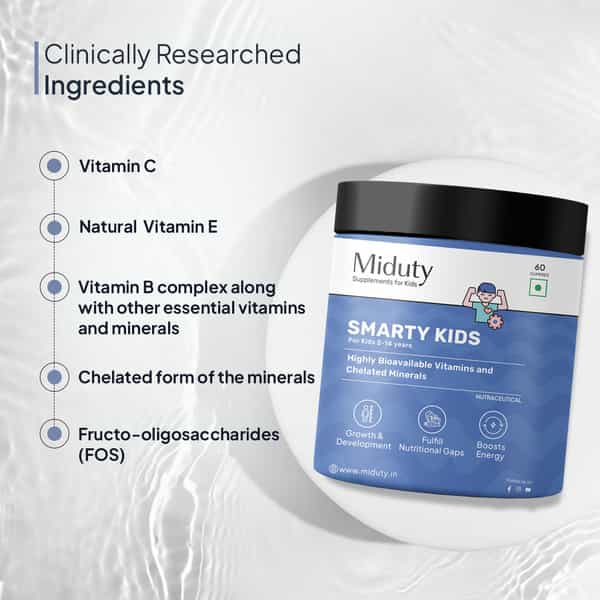 Miduty Smarty Kids - Multivitamins + Minerals - Immunity Growth - Tasty Gummies - 60 Gummies