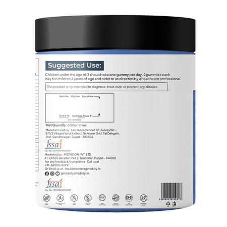 Miduty Smarty Kids - Multivitamins + Minerals - Immunity Growth - Tasty Gummies - 60 Gummies