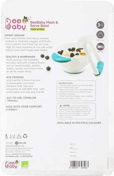Beebaby Food Mash & Serve Bowl Set For Baby (Blue)