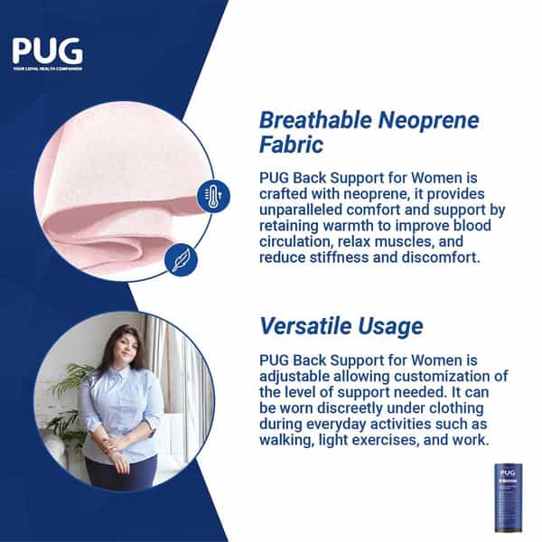 Pug Back Support For Women | Ergonomically Designed | 27% Wider Back Support | Candy Floss Pink