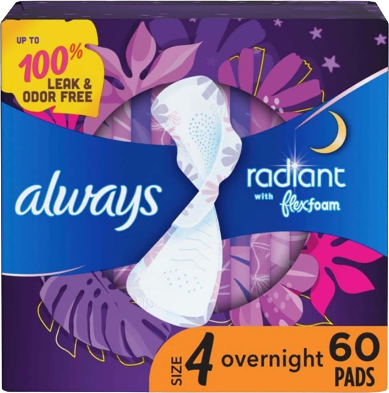 Always Radiant Overnight Pads With Wings| Scented| 22 Count