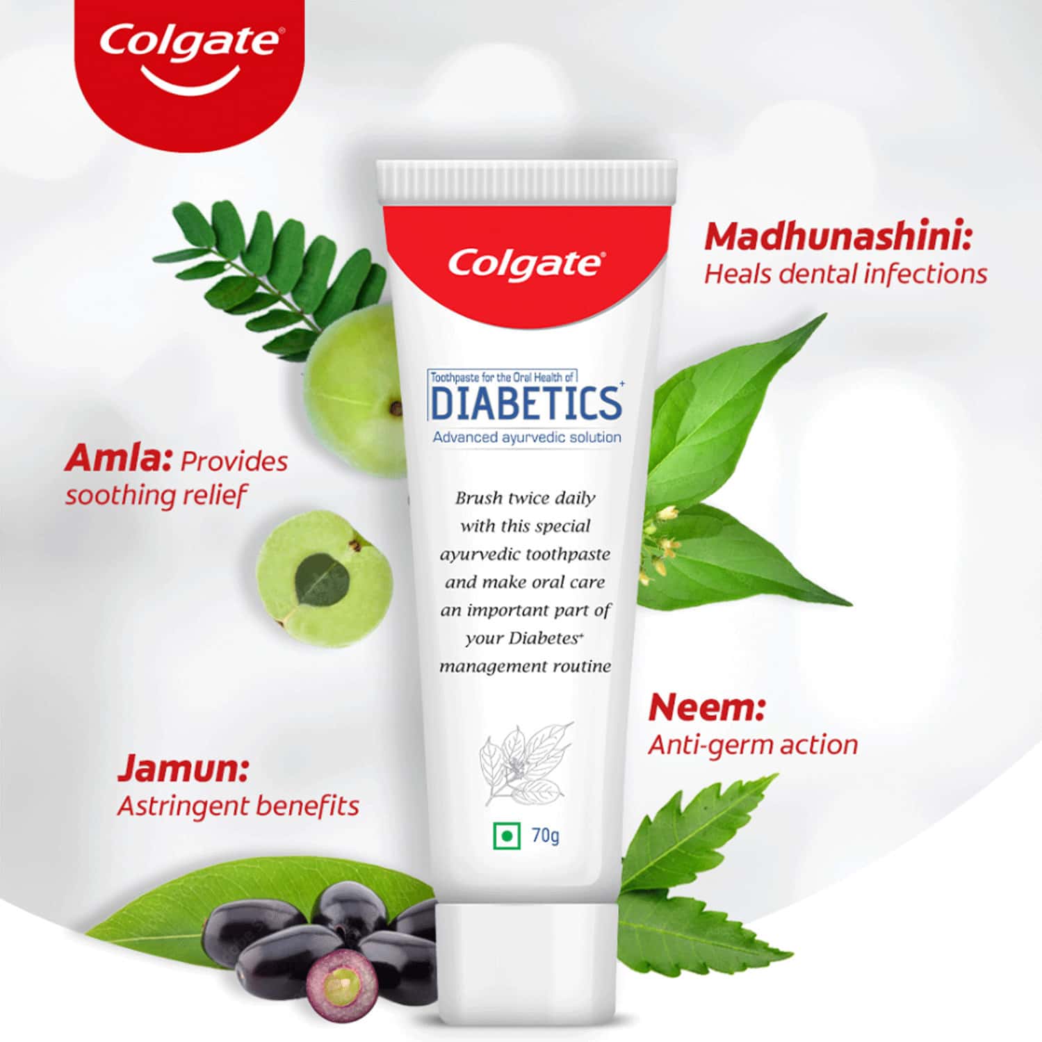 Buy COLGATE TOOTHPASTE FOR DIABETICS 70G ADVANCED AYURVEDIC SOLUTION