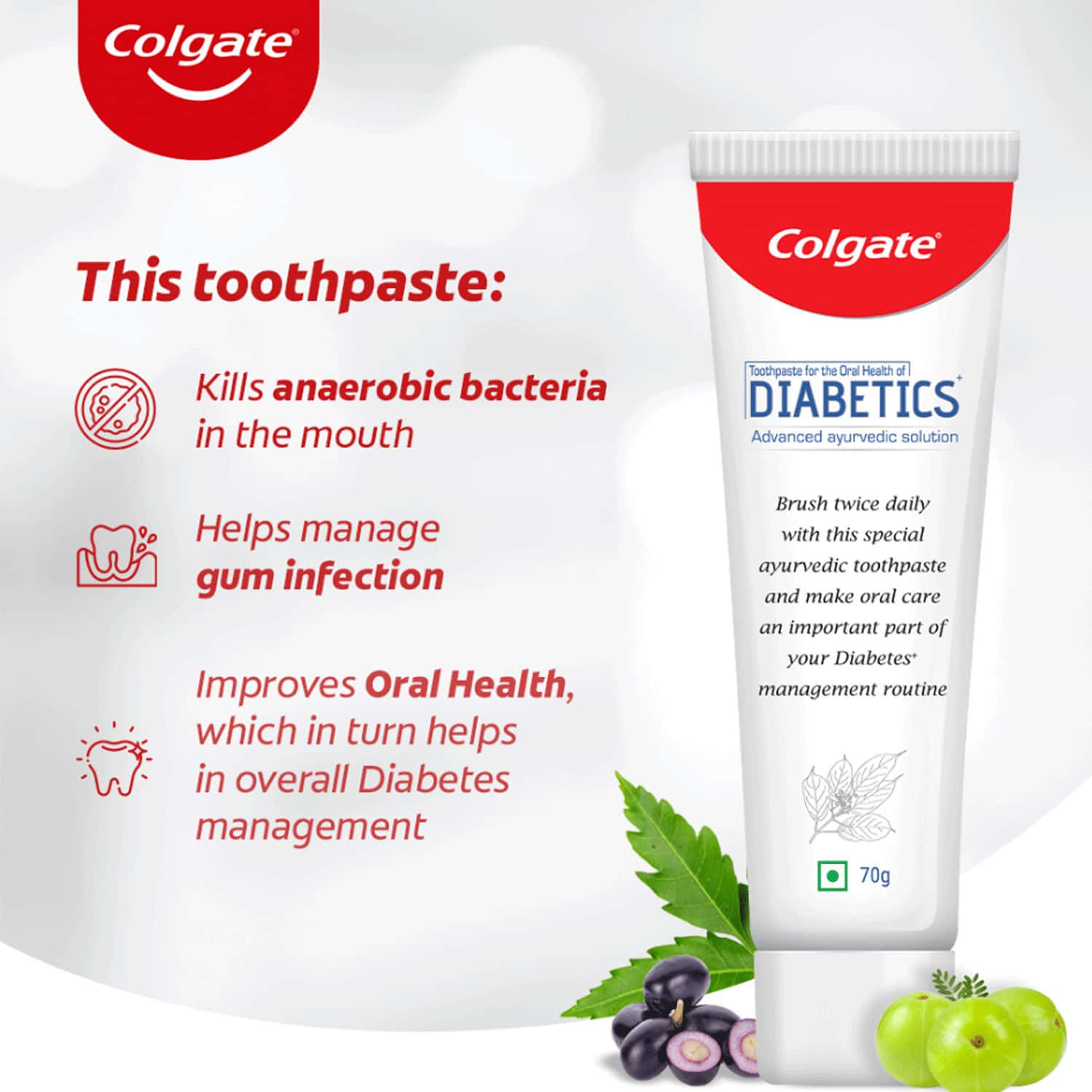 Buy COLGATE TOOTHPASTE FOR DIABETICS, 70G, ADVANCED AYURVEDIC SOLUTION