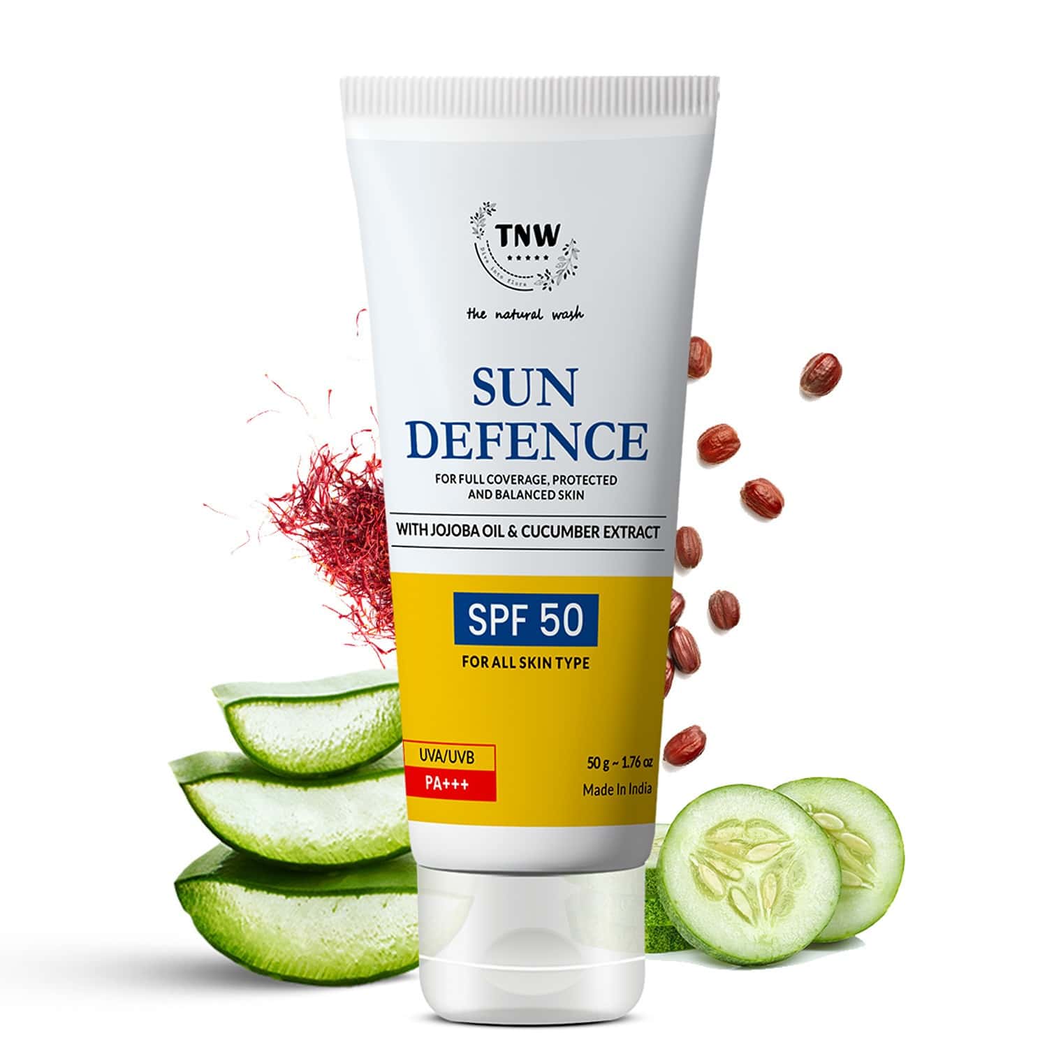 Tnw-the Natural Wash Sun Defence Spf 50 Cream With Cucumber And Jojoba Oil Extract - 50 Gm