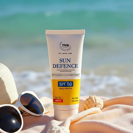 Tnw-The Natural Wash Sun Defence Spf 50 Cream With Cucumber And Jojoba Oil Extract - 50 Gm