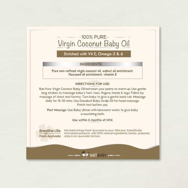 Nat Habit Pure Virgin Coconut Baby Massage Oil For Skin & Hair | 200Ml