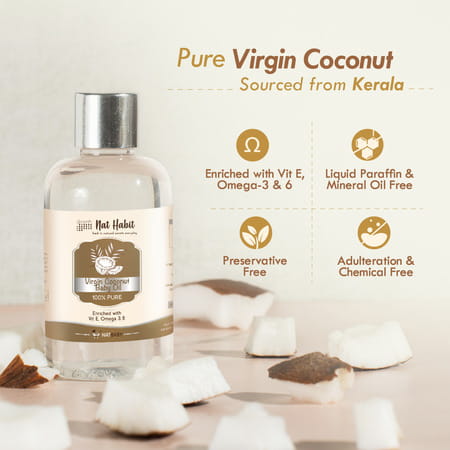 Nat Habit Pure Virgin Coconut Baby Massage Oil For Skin & Hair | 200ml