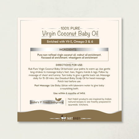 Nat Habit Pure Virgin Coconut Baby Massage Oil For Skin & Hair | 200ml