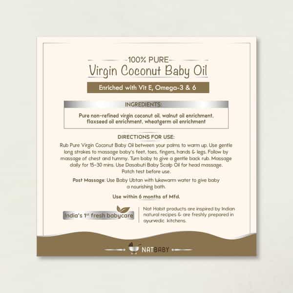 Nat Habit Pure Virgin Coconut Baby Massage Oil For Skin & Hair | 200Ml