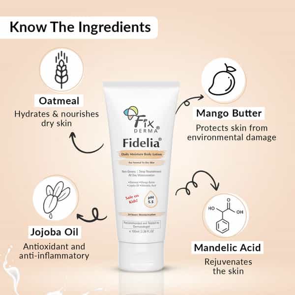 Fixderma Fidelia Daily Moisture Body Lotion With Jojoba Oil Oatmeal - 100 Ml