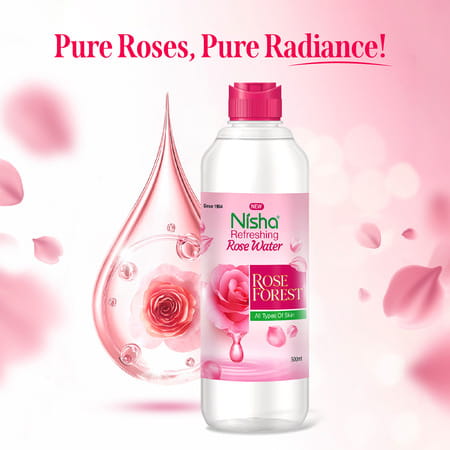 Nisha Refreshing Rose Water For Face 500ml | Rose Water Face Toner For All Skin Types