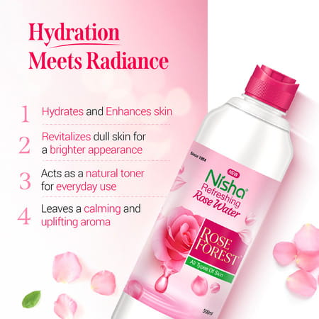 Nisha Refreshing Rose Water For Face 500ml | Rose Water Face Toner For All Skin Types