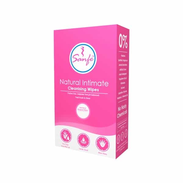 Sanfe Natural Intimate Cleanising Wipes With Tea Tree Essential Oil And Alovera Extracts 40 Wipes
