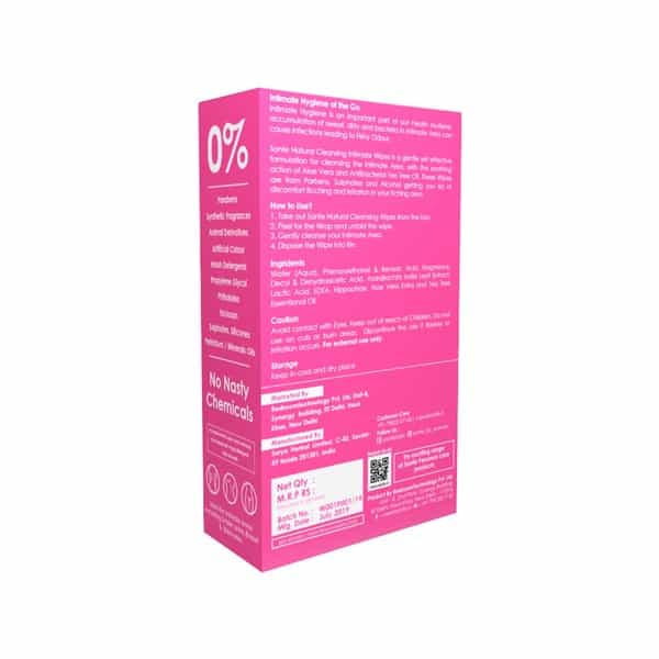 Sanfe Natural Intimate Cleanising Wipes With Tea Tree Essential Oil And Alovera Extracts 40 Wipes