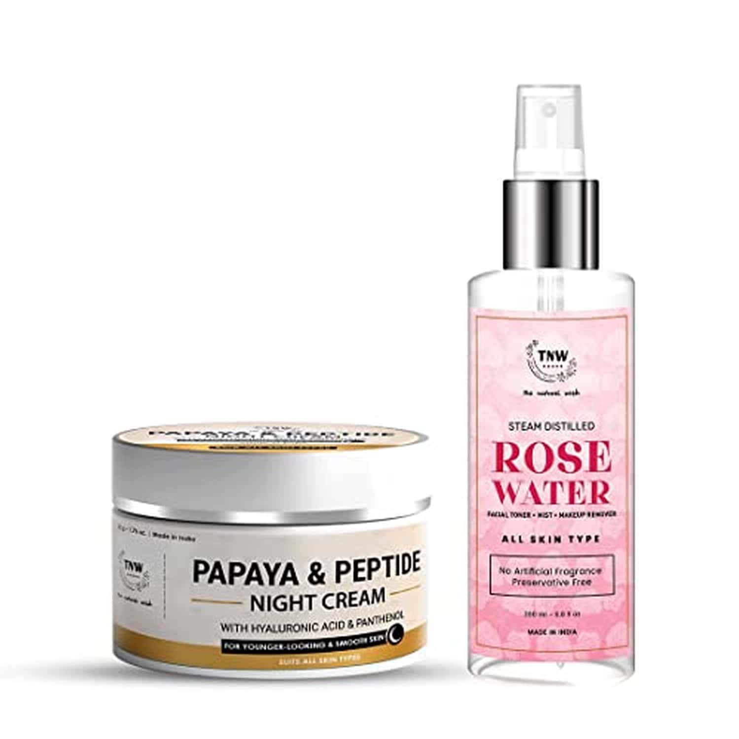 Tnw-the Natural Wash Combo With Papaya & Peptide Night Cream & Steam Distilled Rose Water