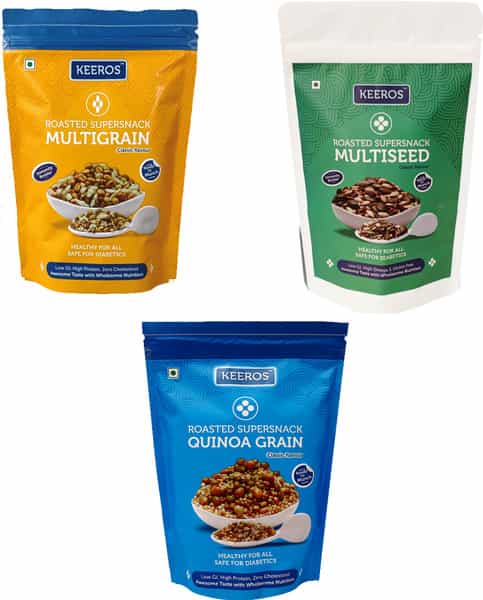 Keeros Healthy Roasted Super Snack -Multigrain Multi Seeds Mix & Quinoa Grain- Combo - 2X250g+200G
