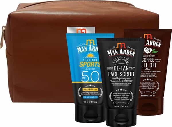 Man Arden Sunlit Grooming Combo-Face Scrub +Sunscreen +Peel Off Mask (100Ml Each)