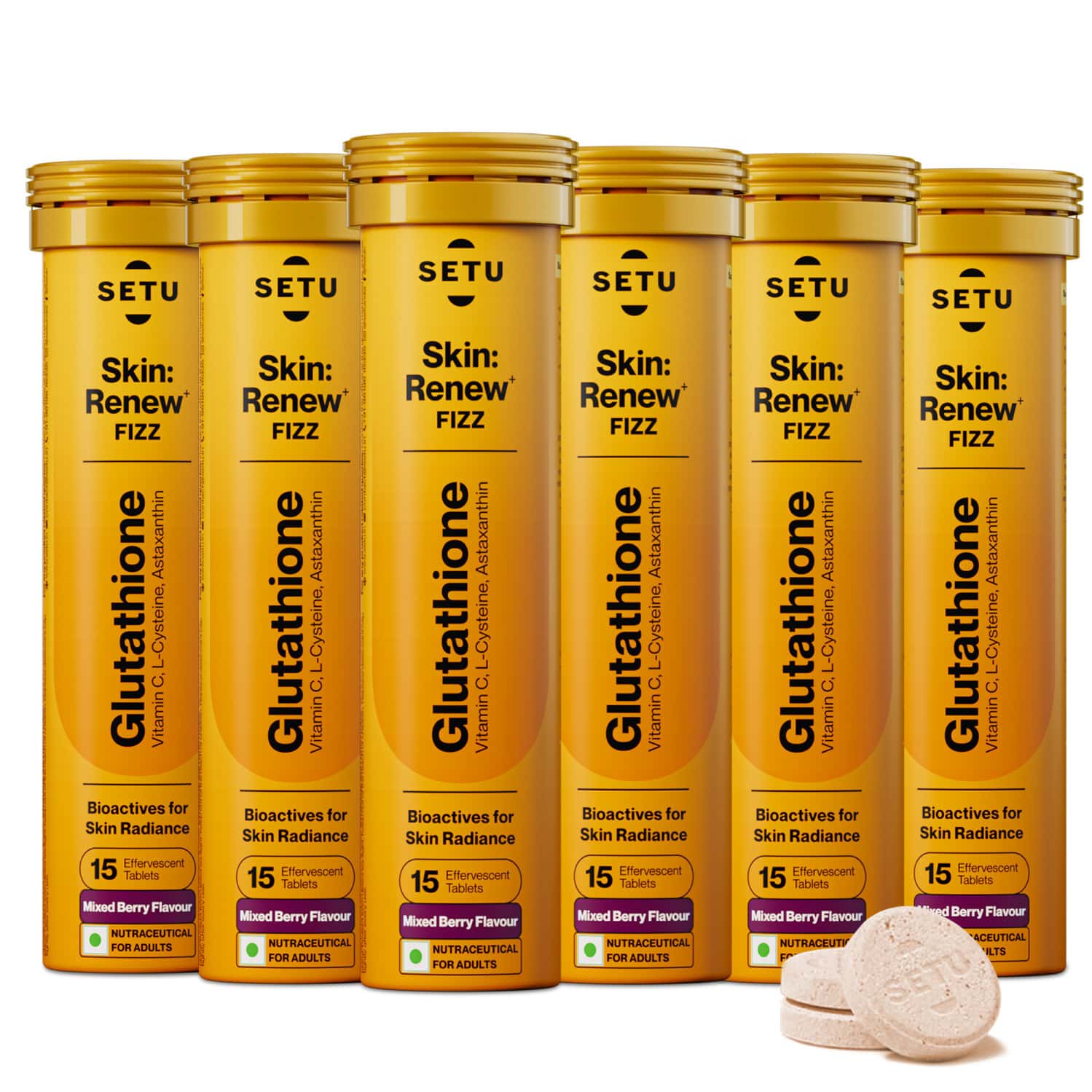 Buy SETU SKIN RENEW- 30 EFFERVESCENT TABLETS (PACK OF 3)|GLUTATHIONE WITH VITAMIN C| MIXED BERRY FLAVOUR Online & Get Upto 60% OFF at PharmEasy Buy SETU SKIN RENEW- 30 EFFERVESCENT TABLETS (PACK OF 3)|GLUTATHIONE WITH VITAMIN C| MIXED BERRY FLAVOUR Online & Get Upto 60% OFF at PharmEasy