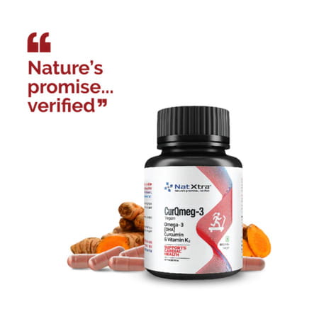 Natxtra Curqmeg 3 - With Omega-3, Curcumin & Vitamin K2 -1 (60 Capsules)