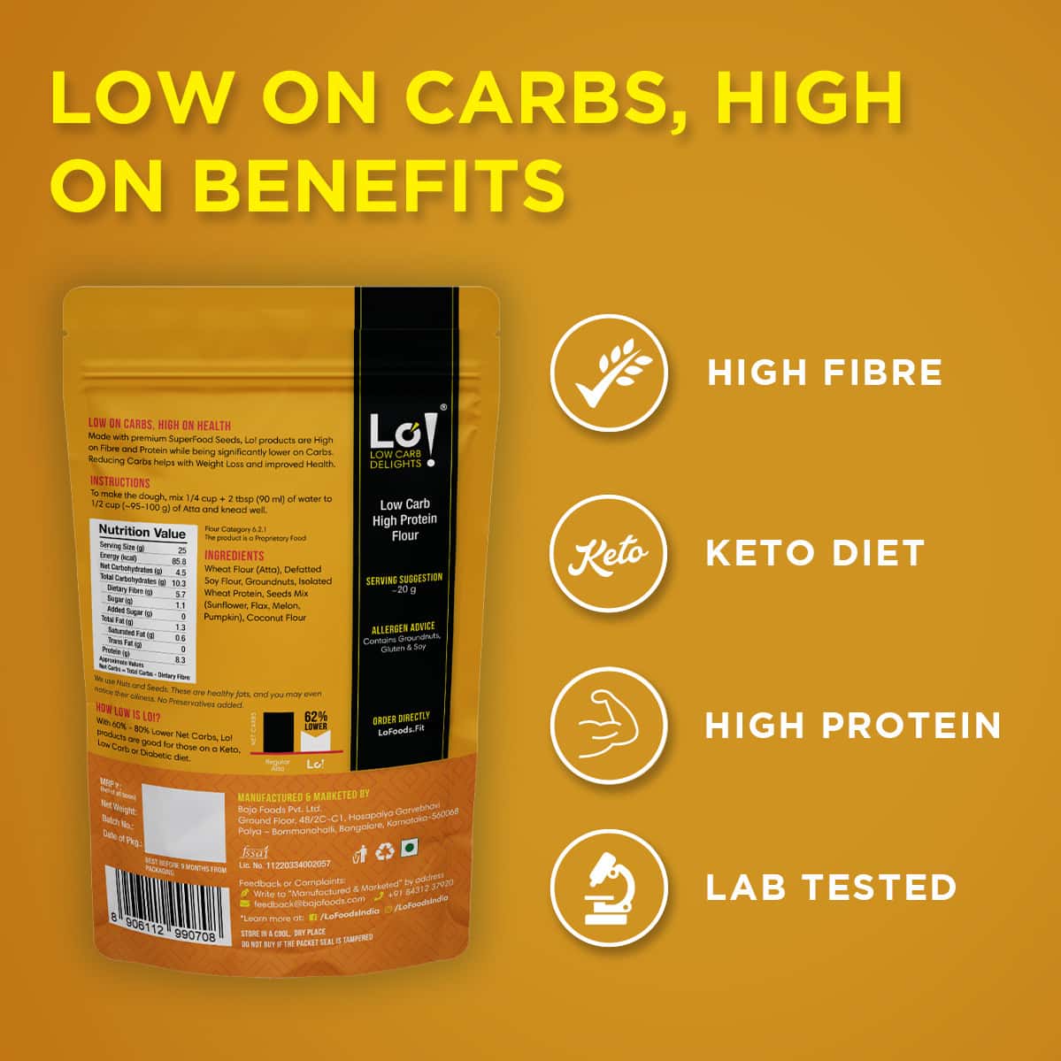 Buy LO! LOW CARB DELIGHTS HIGH PROTEIN FLOUR 500G Online & Get Upto