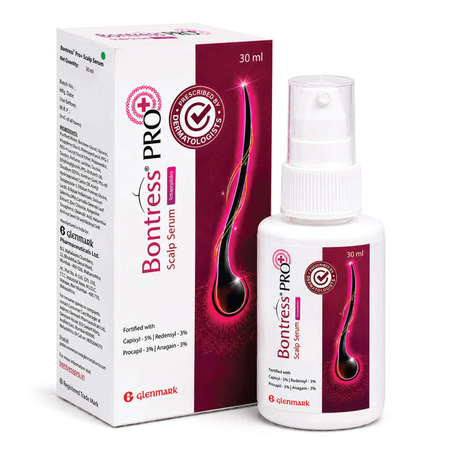 Bontress Pro+ Scalp Serum | 5% Capixyl | 3% Redensyl | 3% Anagain | 3% Procapil | 30 Ml