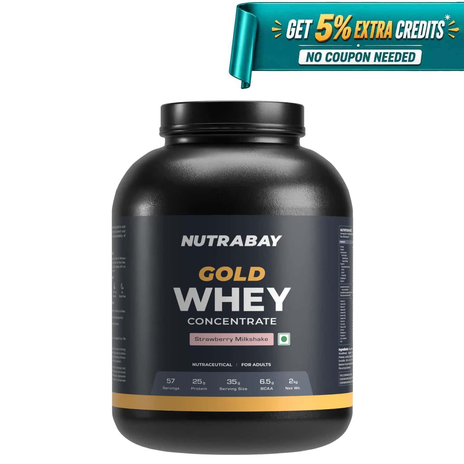 Nutrabay Gold 100% Whey Protein Concentrate Strawberry Milkshake - 2kg