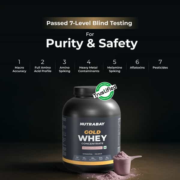 Nutrabay Gold 100% Whey Protein Concentrate Strawberry Milkshake - 2Kg