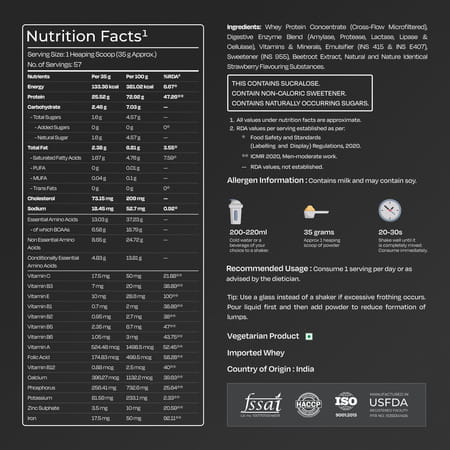 Nutrabay Gold 100% Whey Protein Concentrate Strawberry Milkshake - 2kg